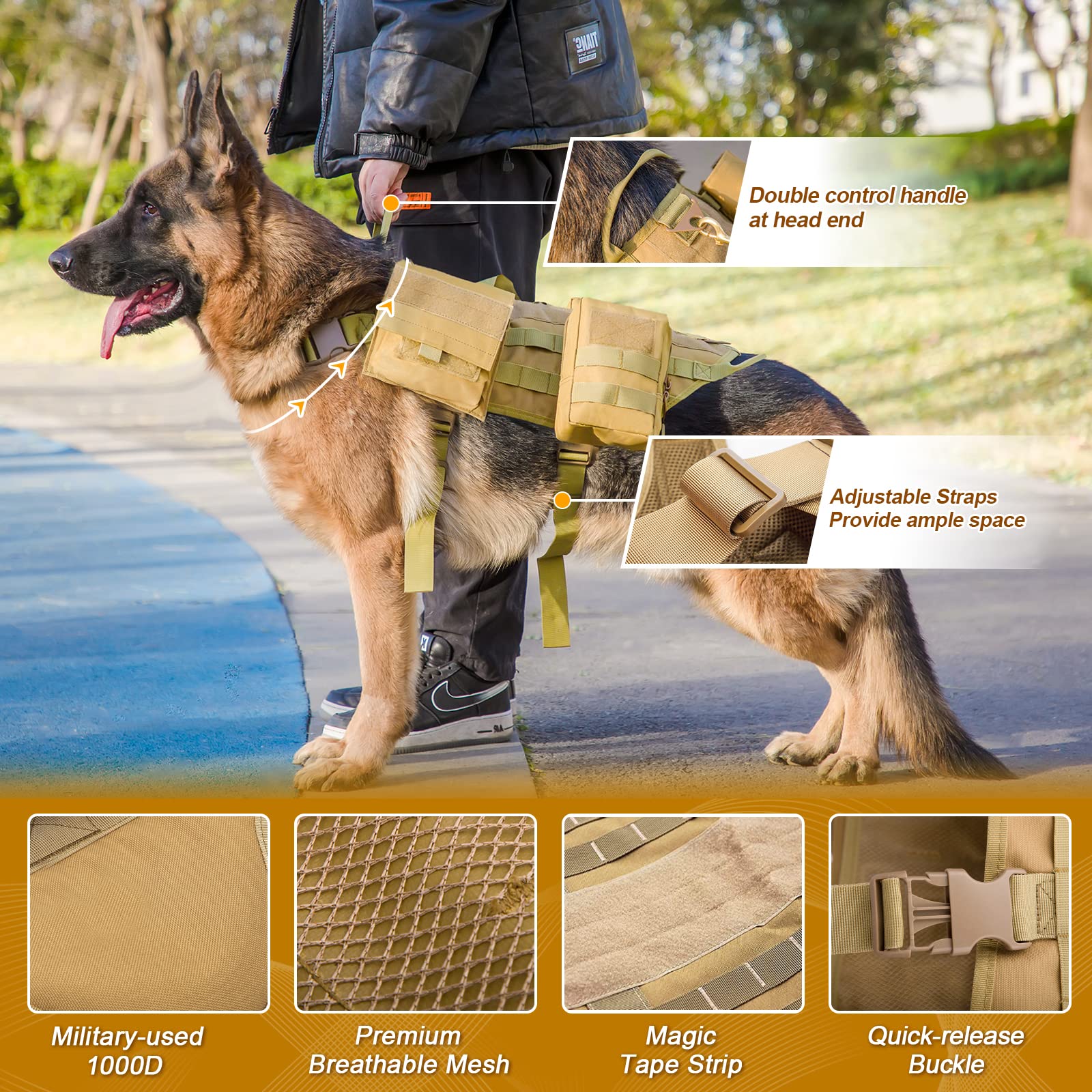 Taktisches Hundegeschirr mit Taschen
